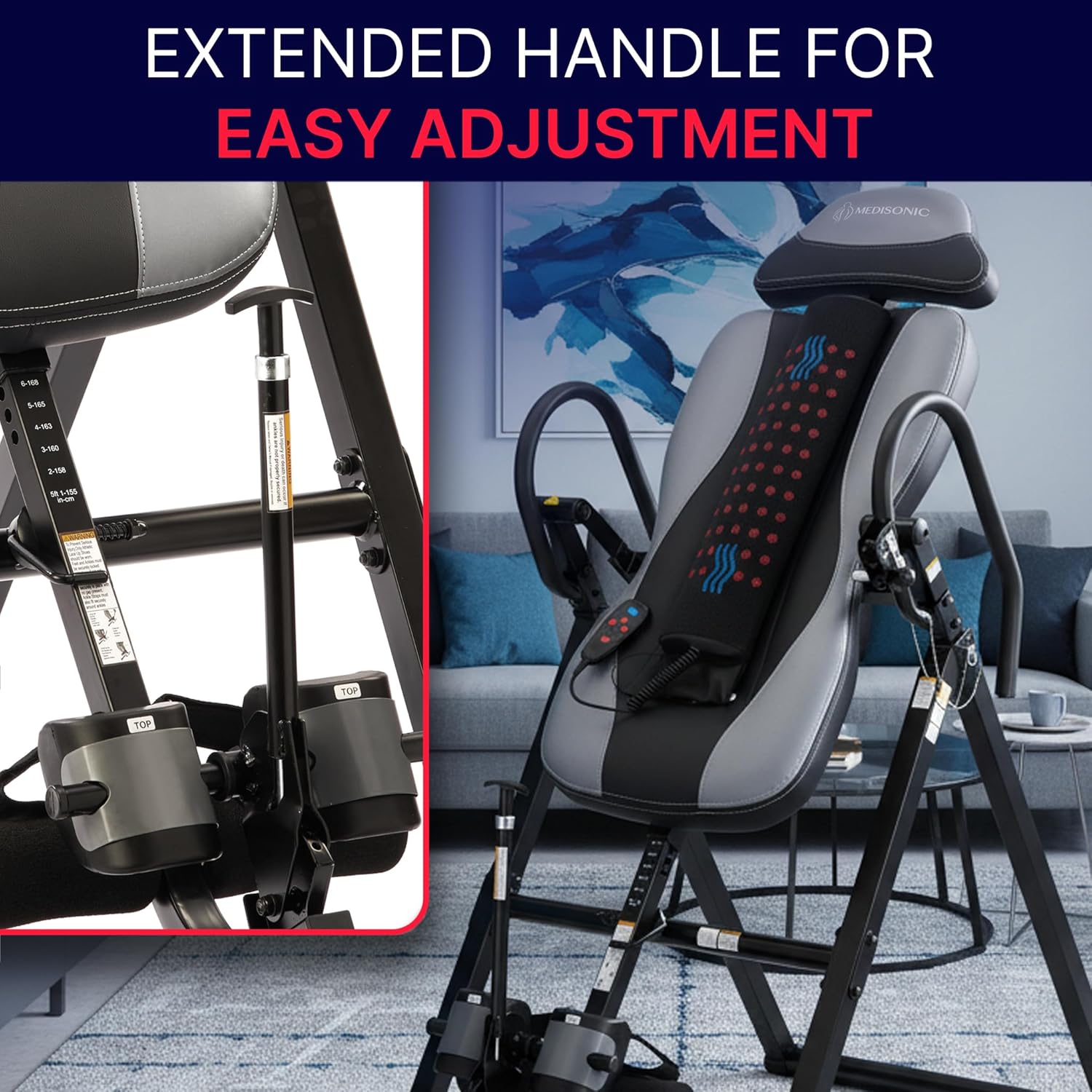 Elite Inversion Table with Adjustable & Removable Lumbar Pad, Comfortable Ankle Security Cups, Multiple Inversion Angles, Heavy-Duty Frame, 300 lb Capacity, Gray