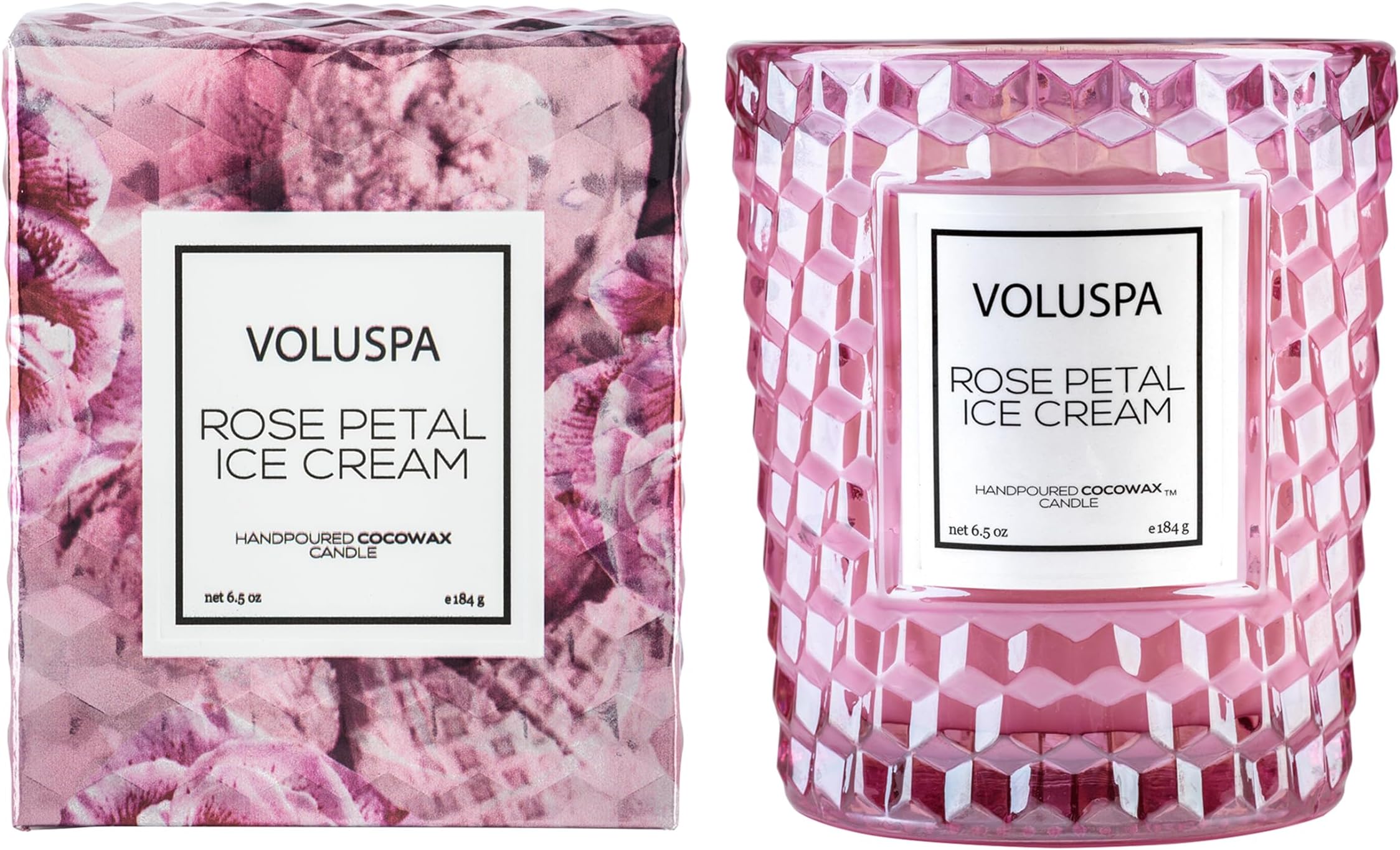 Rose Petal Ice Cream, Classic Candle Jar, 6.5 Ounce, 40 Hour Burn Time, Coconut Wax for Clean Burning, Handcrafted in The USA