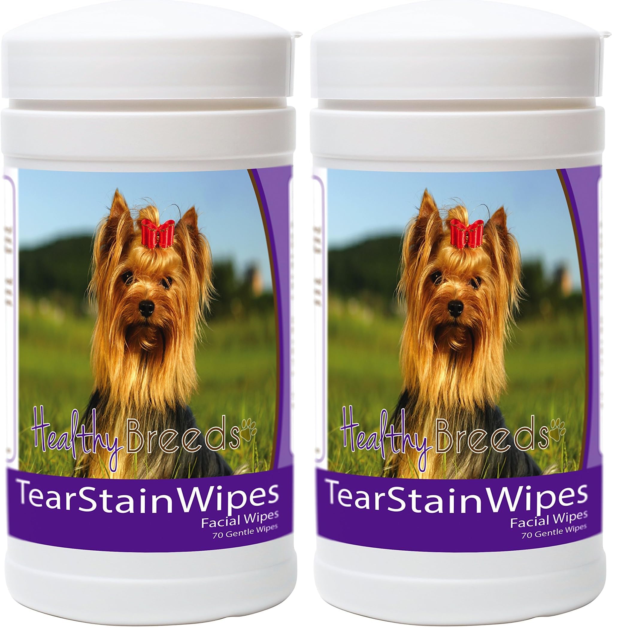 Healthy Breeds Yorkshire Terrier Tear Stain Wipes 70 Count (Pack of 2)