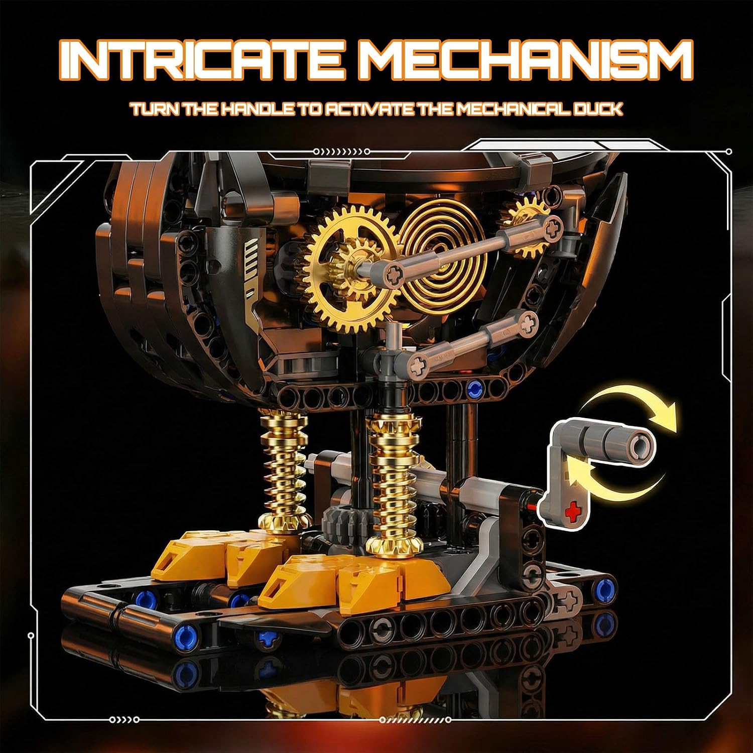 Mechanical Duck Building Block Set Gear-Driven Animal Model with Rotating Head Moving Wings and Motor Drive Module Mechanism Creative Gift for and Adults Birthday Idea 1168 Piexes