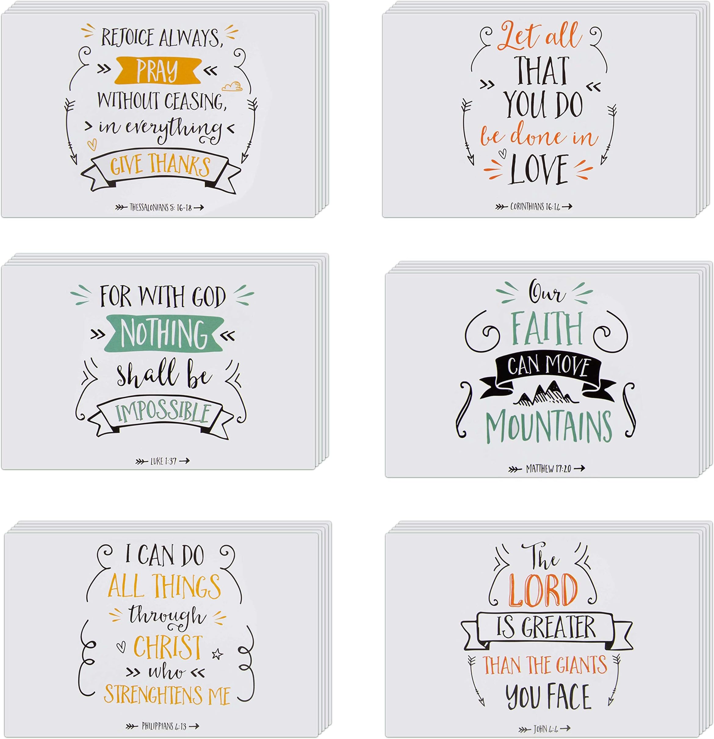 48 Bible Verse Cards. Bulk Box Set of Inspirational and Motivational Religious Cards. Christian Quotes Cards with Envelopes for Sympathy, Greeting, Thank You.