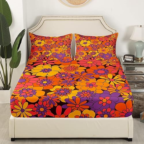 Miniatura 2 de Erosebridal Juego de sábanas para adultos y mujeres, tamaño Queen, vintage, bohemio, hippie, flores, juego de ropa de cama con diseño botánico