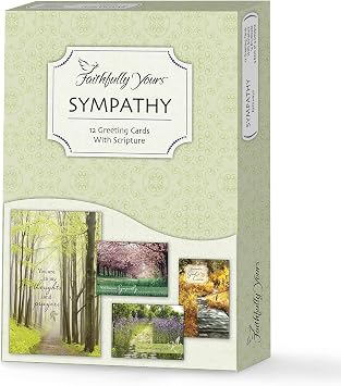 Designer Greetings Faithfully Yours Inspirational Sympathy Boxed Card Assortment, Pathways with Biblical Scripture Verses Box of 12 Greeting Cards with Envelopes, Light Green 658-00402-000