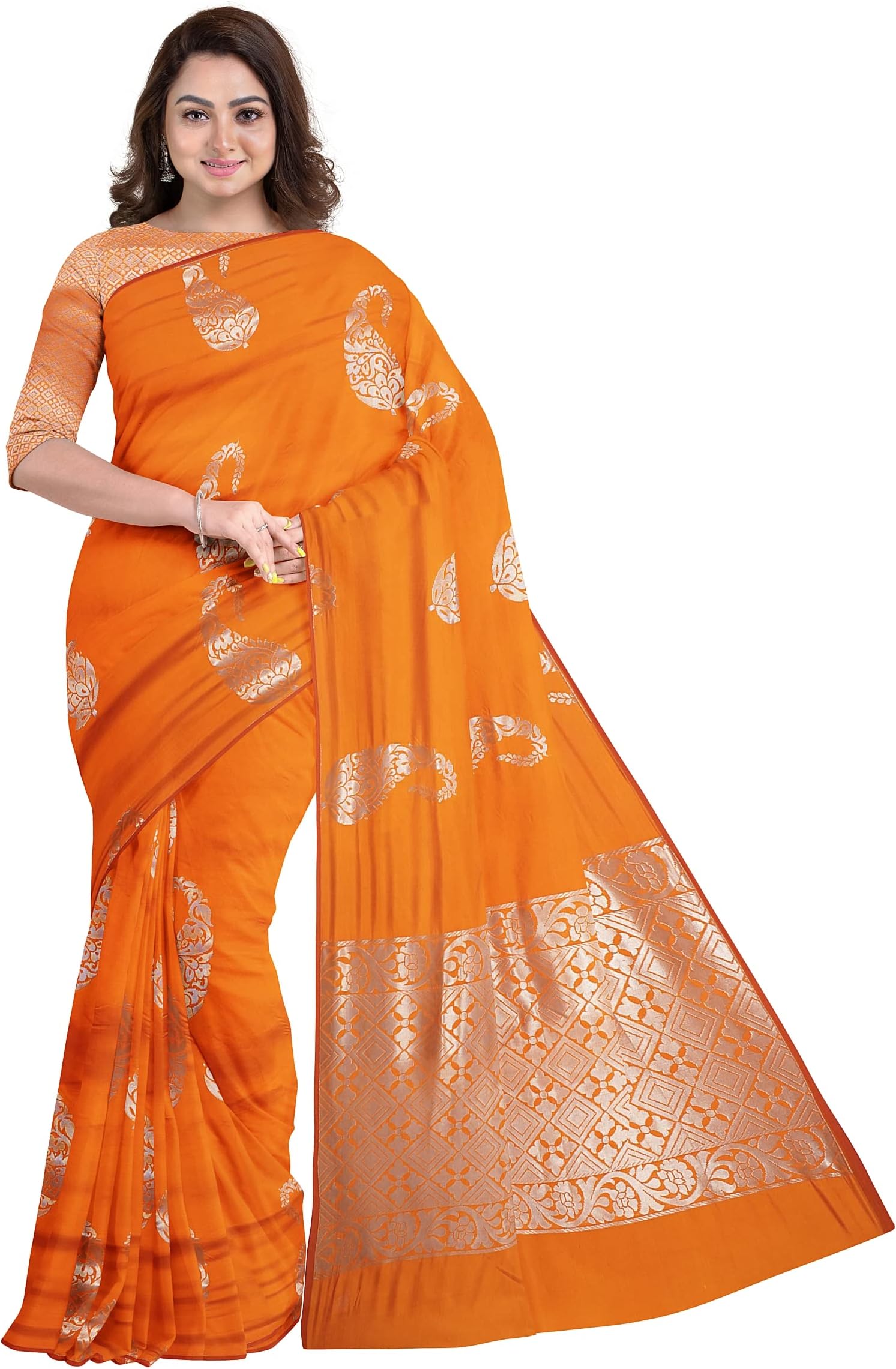 Pothys Women's Silk Sarees (B6371_Orange)