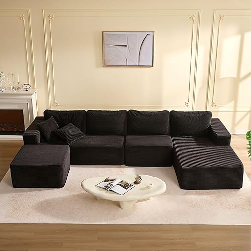 138" Boneless Couch with Deep Seat, Set of Modular Sectional