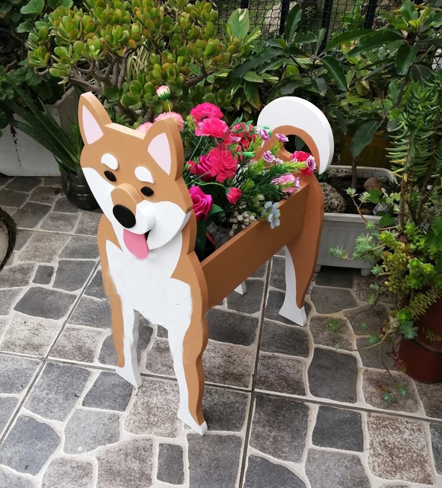 Amazon.co.jp: TTiiLoe かわいい犬用プランター、柴犬植木鉢、PVC