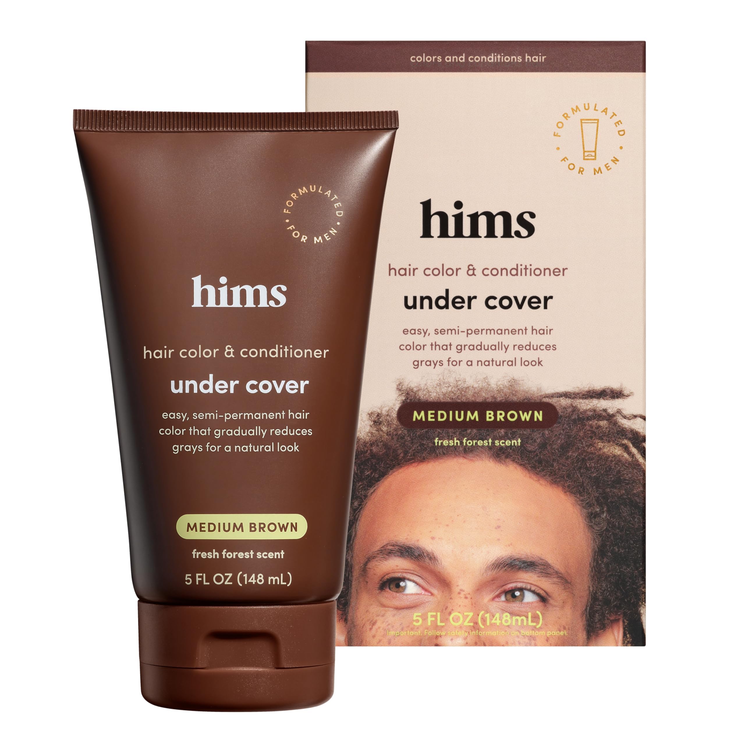 hims Under Cover Hair Color & Conditioner - With Argan Oil - Semi-Permanent In-Shower Hair Dye - Blends Grays Naturally - Sulfate-Free & Cruelty-Free