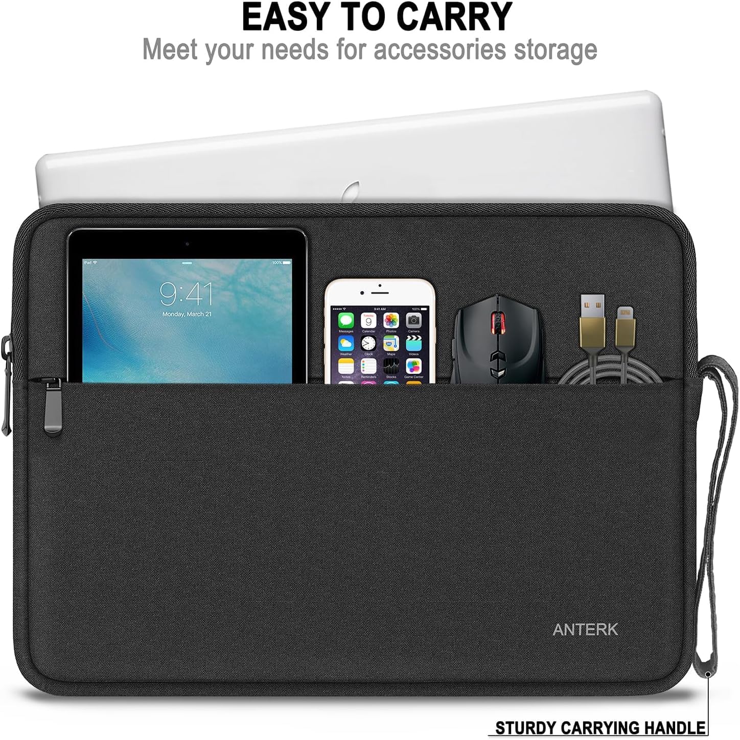 Laptop Sleeve 15.4 Inch, Shockproof Protective Computer Cover with Handle image 5