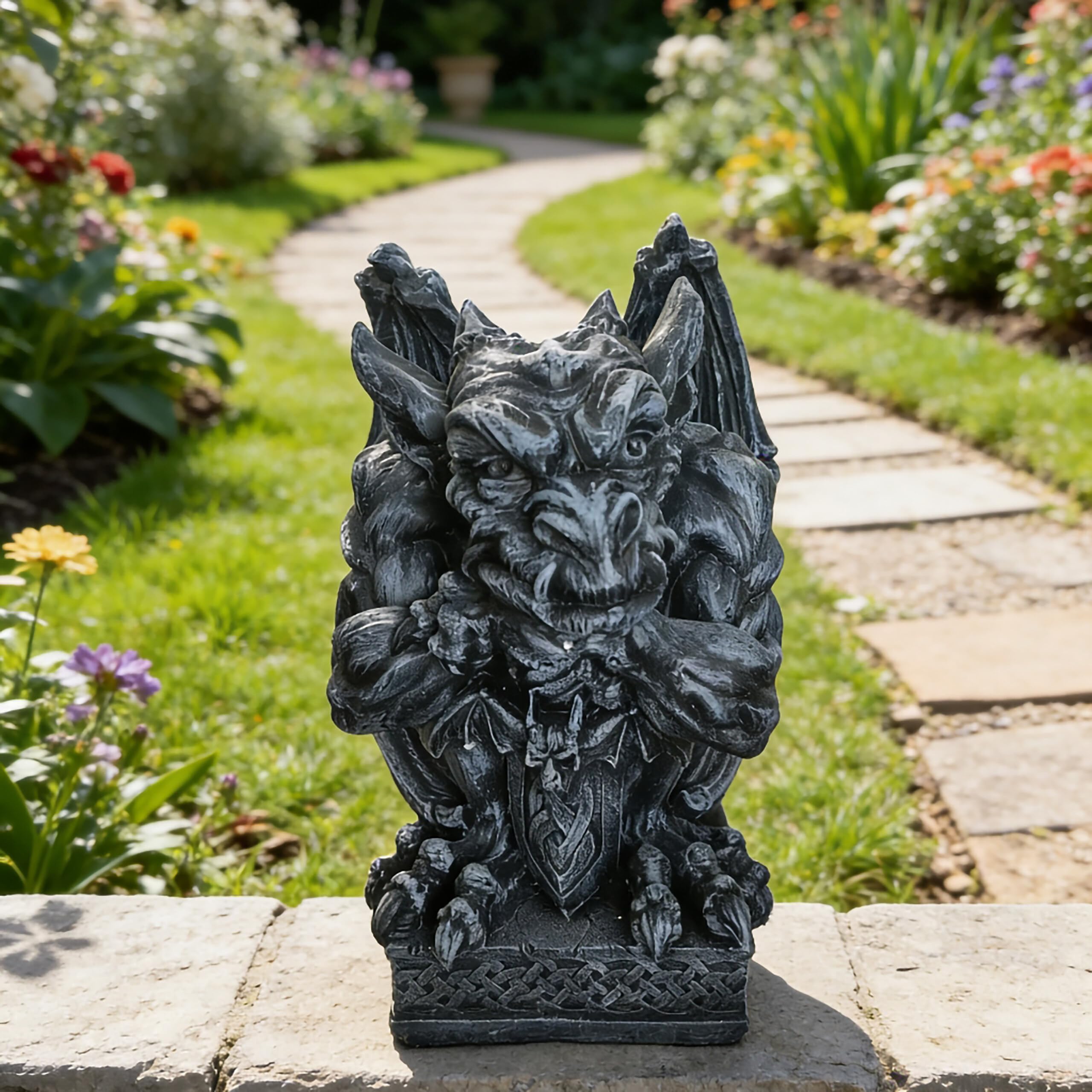 Relaxdays Figurka Gargoyle, dekoracja gotycka, wys. x szer. x gł.: 42 x 28 x 28 cm, żywica poliestrowa, odporna na promieniowanie UV, odporna na warunki atmosferyczne, szara