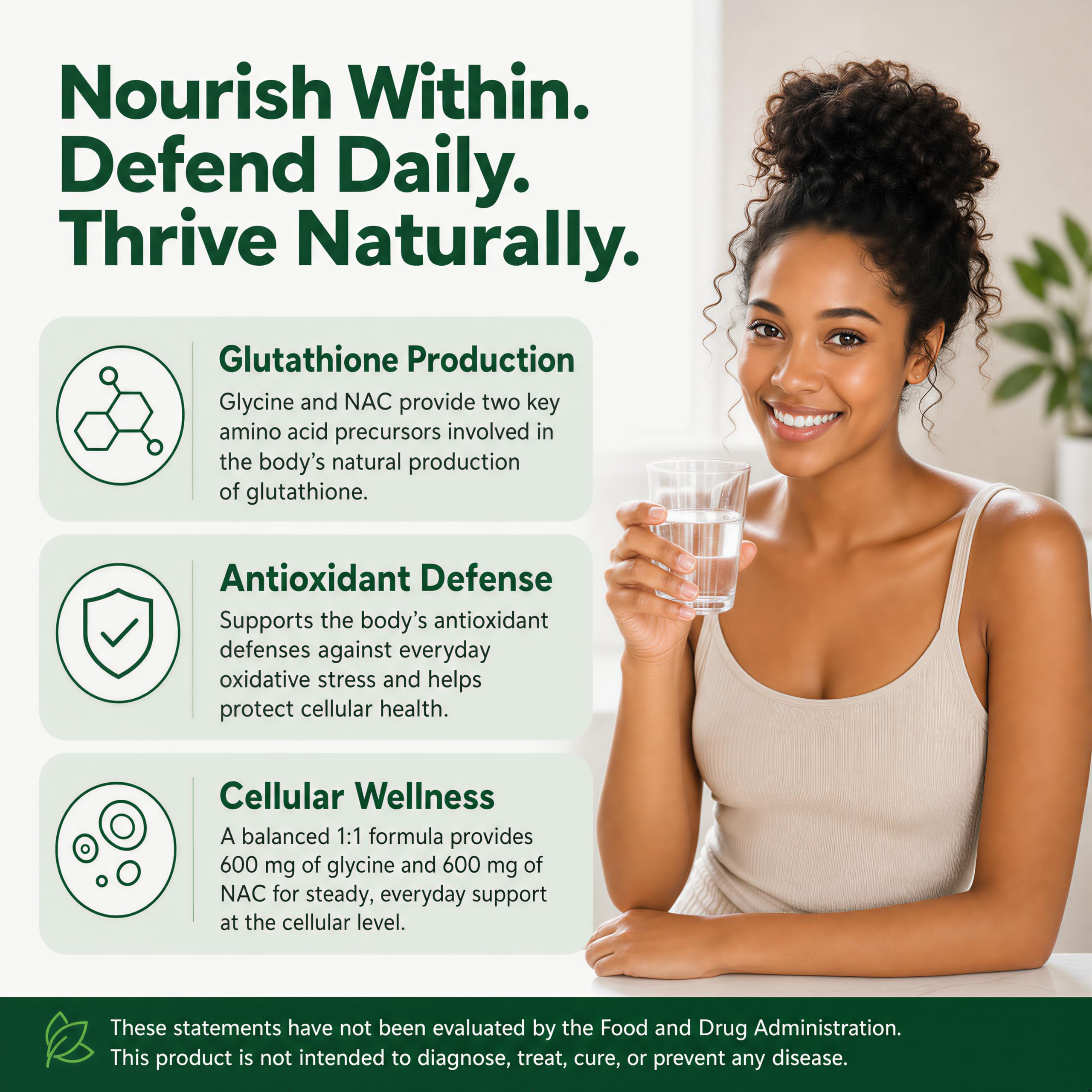 Dual-Precursor GLYNAC Supplement, Glycine 600mg + NAC 600mg, 90 Capsules — Amazon image 3