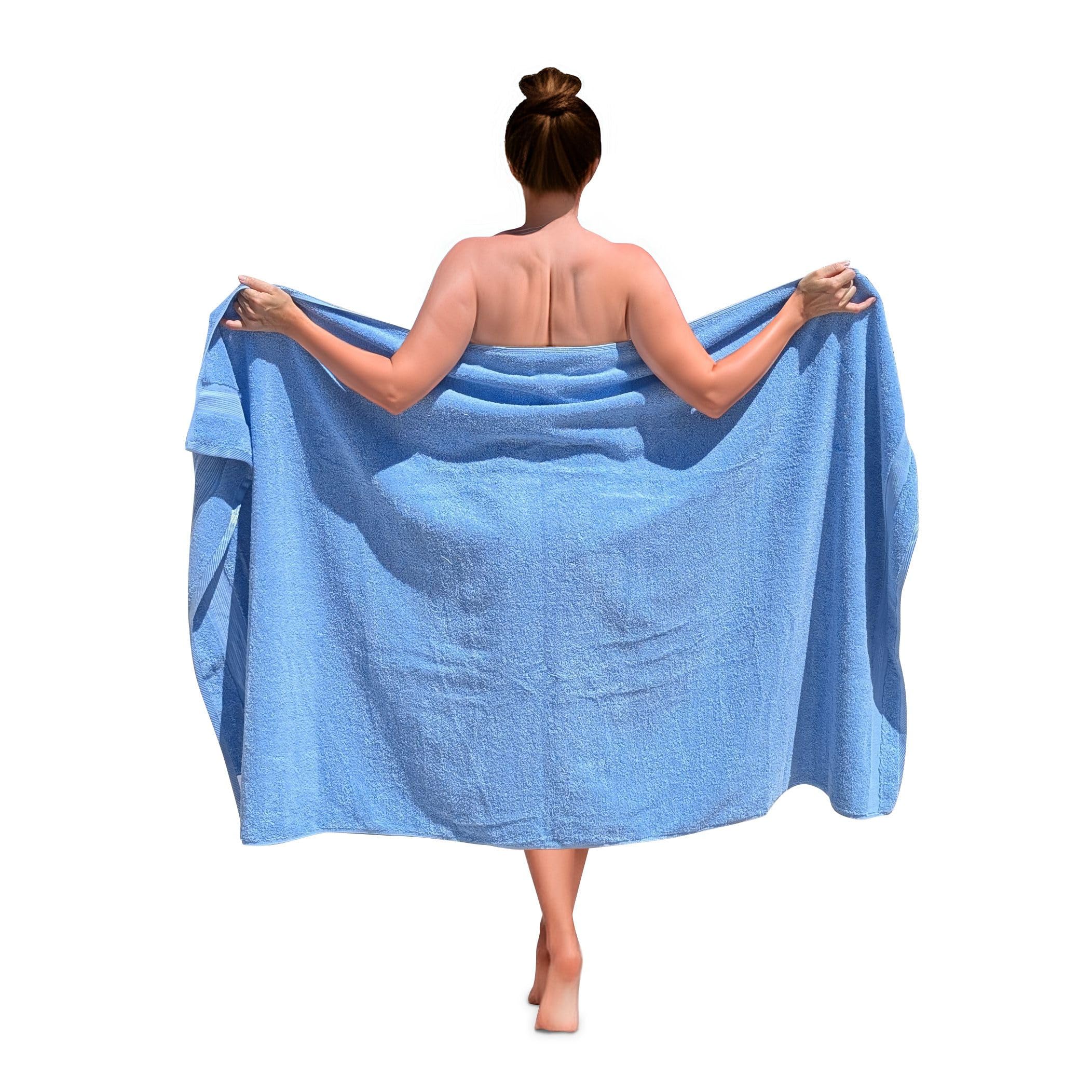 Duży ręcznik prysznicowy 100 x 180 cm 100% bawełna - jakość premium - ręcznik prysznicowy dla dorosłych (niebieski)