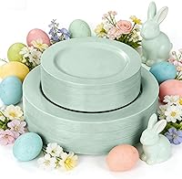 Vista 17 de FLOWERCAT 60PCS Light Blue Heavy Duty Plastic Disposable Party Plates Set – 30pcs 10.25″ Dinner & 30pcs 7.5″ Dessert Plates – Durable Blue Tableware