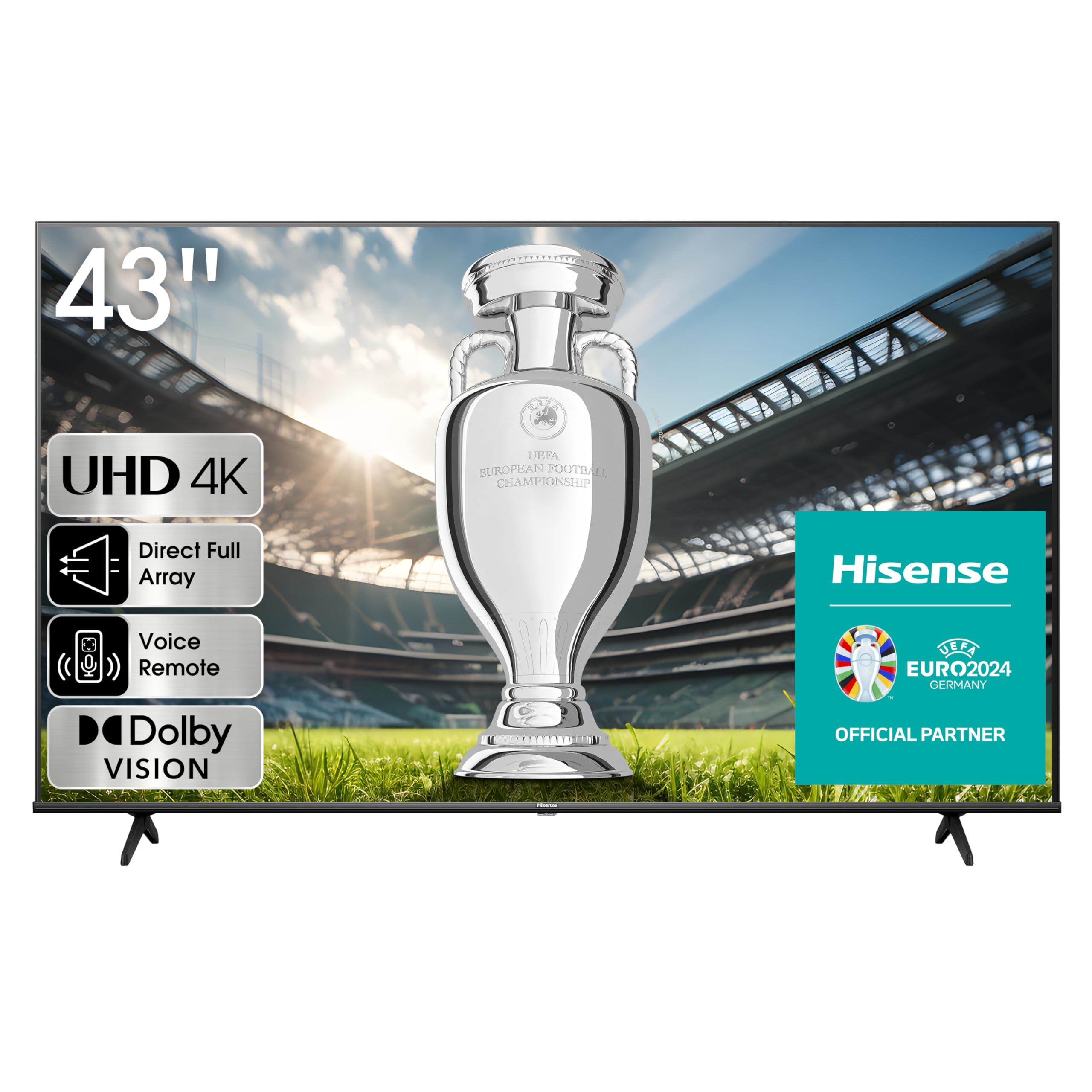 Hisense 43 Inch 4K LED VIDAA UHD Smart with Dolby Vision Pixel Tuning Share TV Game Mode Plus Youtube Netflix Shahid 43E6K, 2 Years Warranty (2023 Model - UAE Version), Black