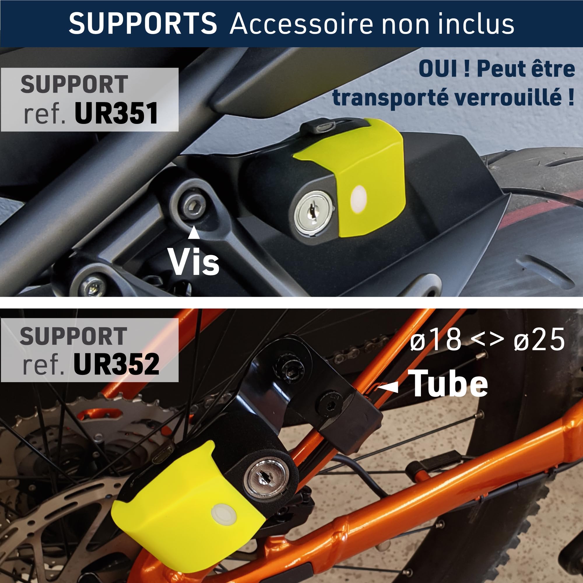 URBAN UR6 Antivol Moto, Bloque Disque avec Alarme intelligent | Plus Efficace | Hi-Tech, 120dB, LED, Warning, Sensibilité A+, Trés Étanche, Batterie Long Durée, Cadenas Bloc 6mm Universel Scooter Vélo