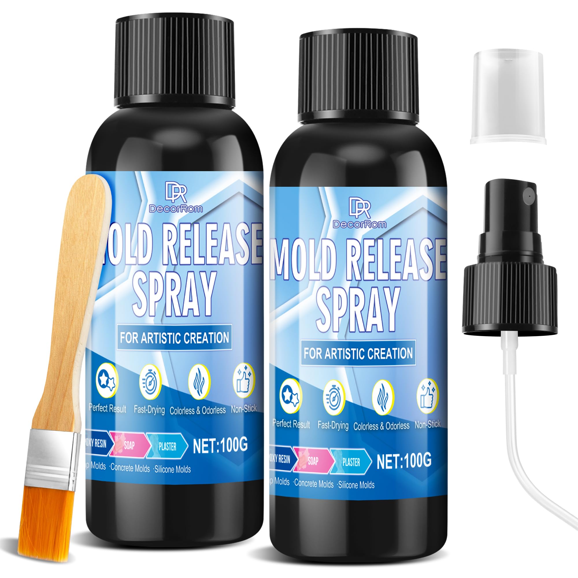 Silicone Mold Release Spray - 200ml Water Based Fast Drying Odorless Non-Stick, Mold Release for Candles, Soap, Plaster & Epoxy Resin, Universal for Silicone Molds for Resin, Plastic & Candle Molds