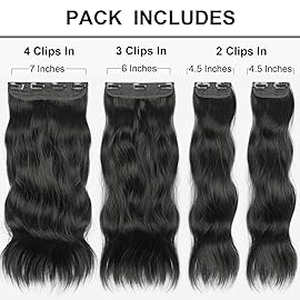 Vigorous Black Hair Extension 20Inch Clip in Hair Extensions 4PCS Natural Thick Synthetic Soft and Natural Thick Hairpieces for Women