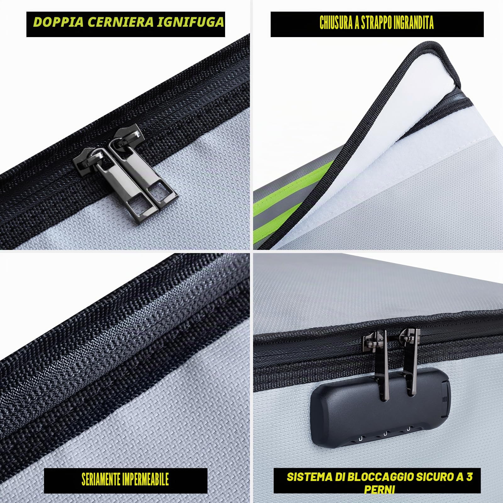 Lipo Safe Bag, Resistente al Fuoco Ignifuga, Impermeabile, 60 x 30 x 30 cm, Grande borsa a prova di fuoco Lipo per documenti in formato A4, banco passaporto, gioielli di valore