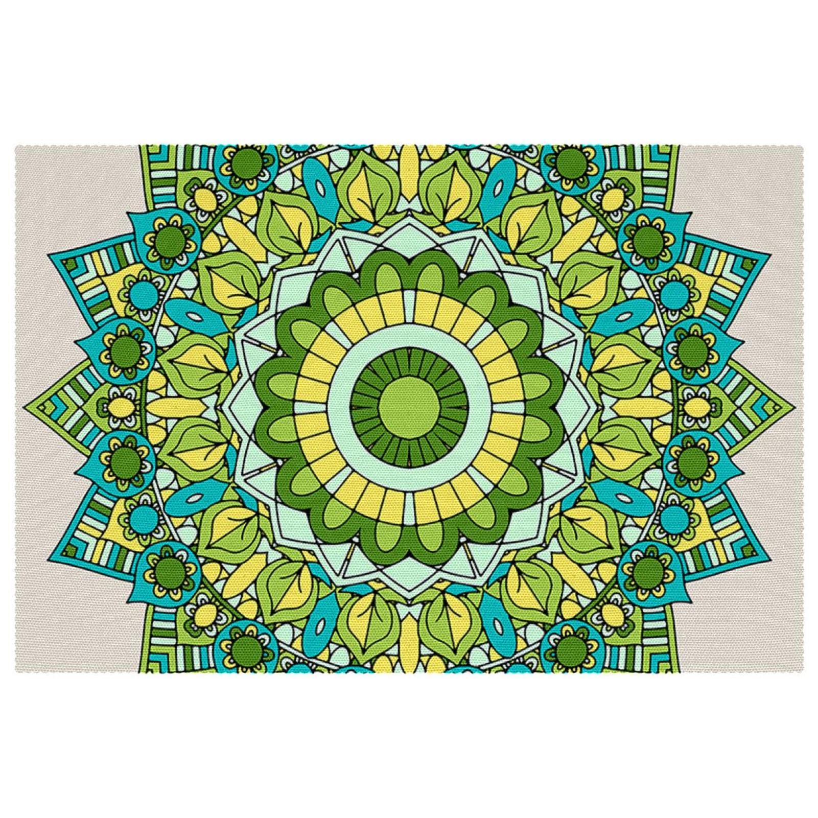 Set de table lavable anti-tache vert floral mandala pour protéger votre table