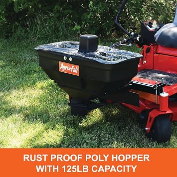 Agri-Fab Zero Turn Mower Electric Spreader, 125 lb Hopper Capacity with 12V Motor and Up to 12 Ft Spread Width