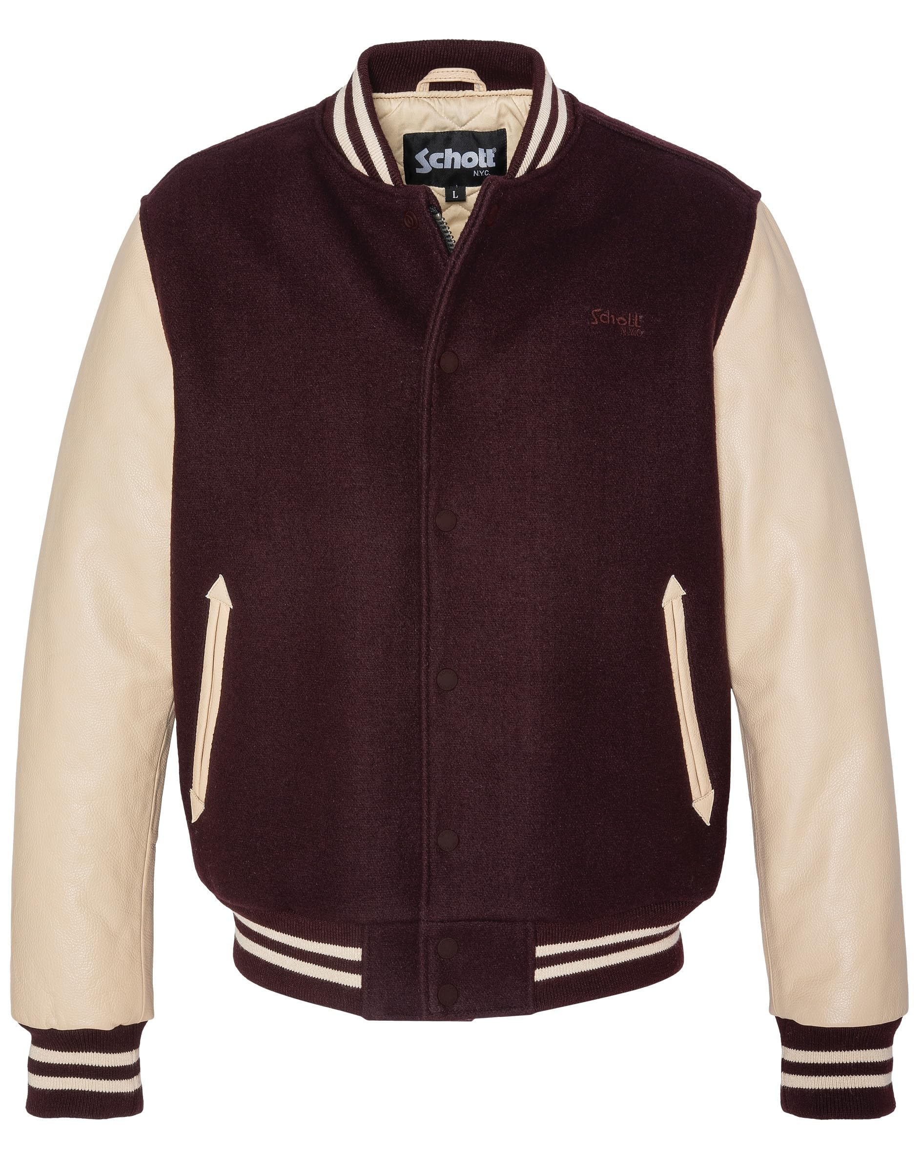 Schott NYC LC8705X Men's Jacket Burgundy/Beige L, Burgundy/Beige, L