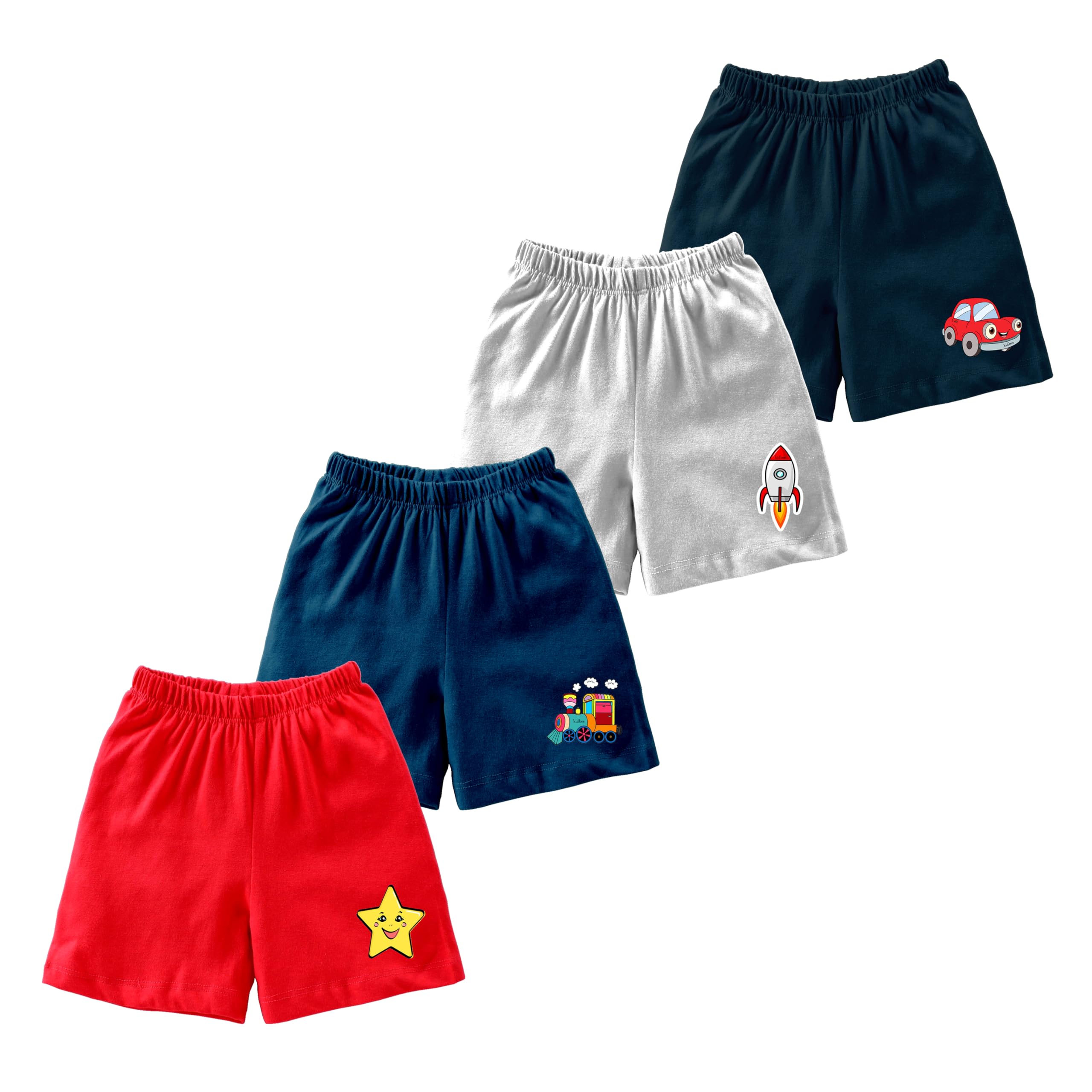 Kidbee Boys & Girls Cotton Casual Shorts (Set of 4)