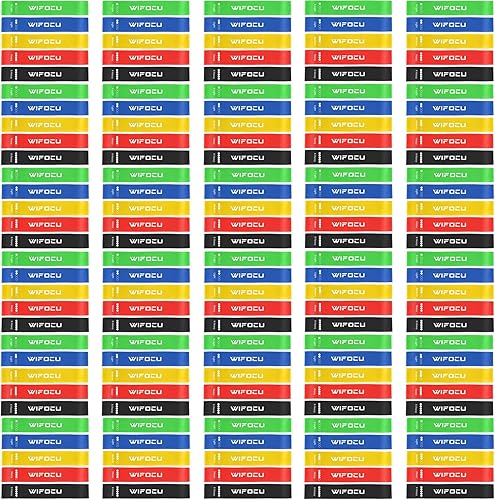 Juego de 150 bandas de resistencia a granel para miembros del gimnasio, clase deportiva, regalo de estudiantes, 5 piezas cada una con bolsa de