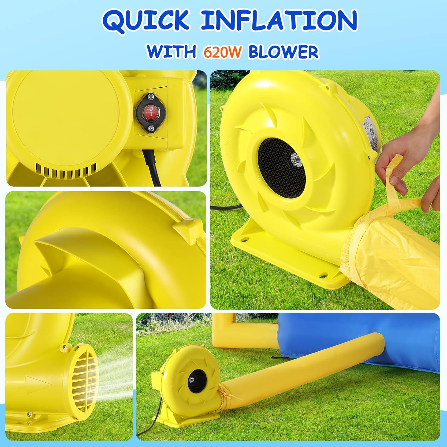 AKEYDIY Water Slide for Kids, 10-in-1 Water Bounce House Backyard Inflatable Waterslide with Long Slide & Large Splash Pool for Kids Outdoor Party Gifts (Large Water Slide)