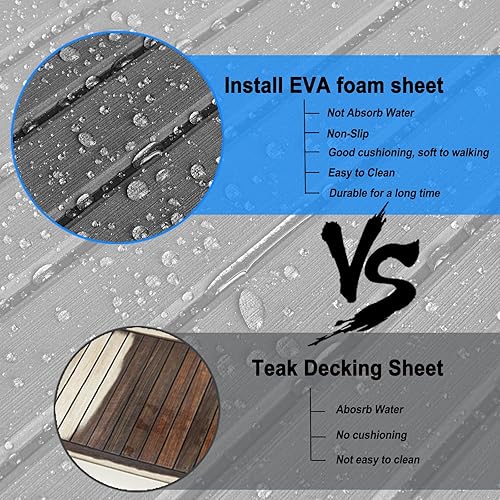 Miniatura 27 de HZshark Piso de lancha de espuma EVA autoadhesiva de 6mm antideslizante, alfombra marina de teca para lancha, almohadilla de cubierta de espuma