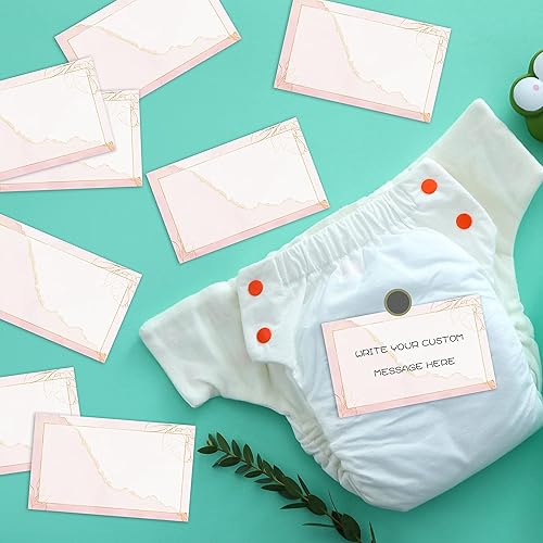 Miniatura 3 de Cartel de pañales de tarde noche, tarjetas de notas rosas acuarelas, pensamientos de pañales, juego de baby shower (1 letrero de pie + 20 tarjetas
