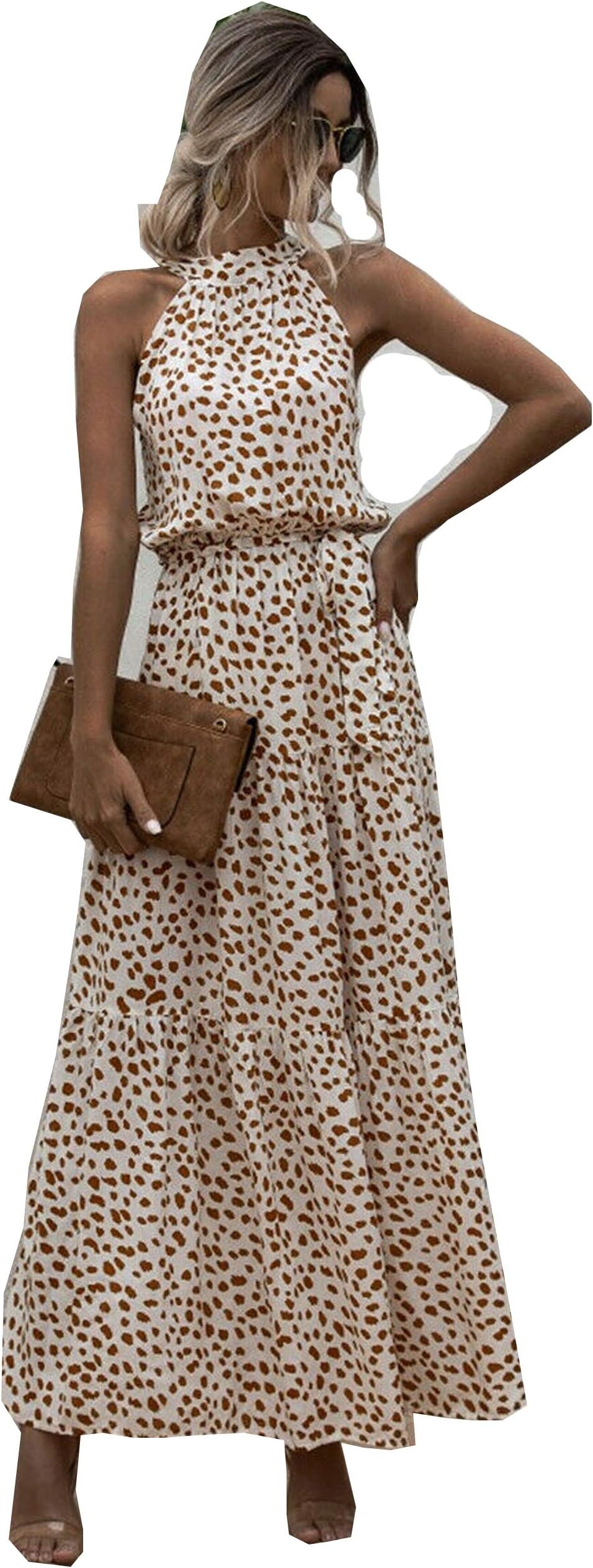 UK Womens Holiday Sleeveless Ladies Maxi Long Summer Floral Print Beach Dress Size 6-14