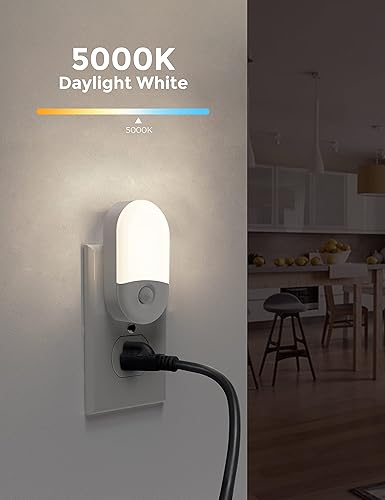 L LOHAS LED Motion Sensor Night Light, 2Pack, Motion Activated Night Light, Night Lights Plug into Wall Motion Sensor, 3000K Warm White, Adjustable Brightness 30/60LM, for Kids Adults Bathroom Bedroom(Daylight White,2)