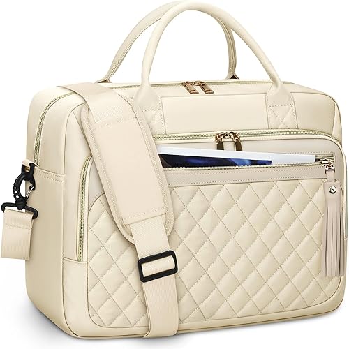 Miniatura 9 de RAINSMORE - Bolsa para laptop de 17.3 pulgadas, maletín para mujer, bolsa de hombro para computadora impermeable, bolsa de mensajero de gran tamaño