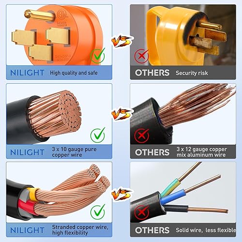 Miniatura 139 de Nilight Cable adaptador de cargador EV de 50 amperios a 50 amperios de 4 clavijas de cobre puro 250 V para soldador, conversión de enchufe Enchufe