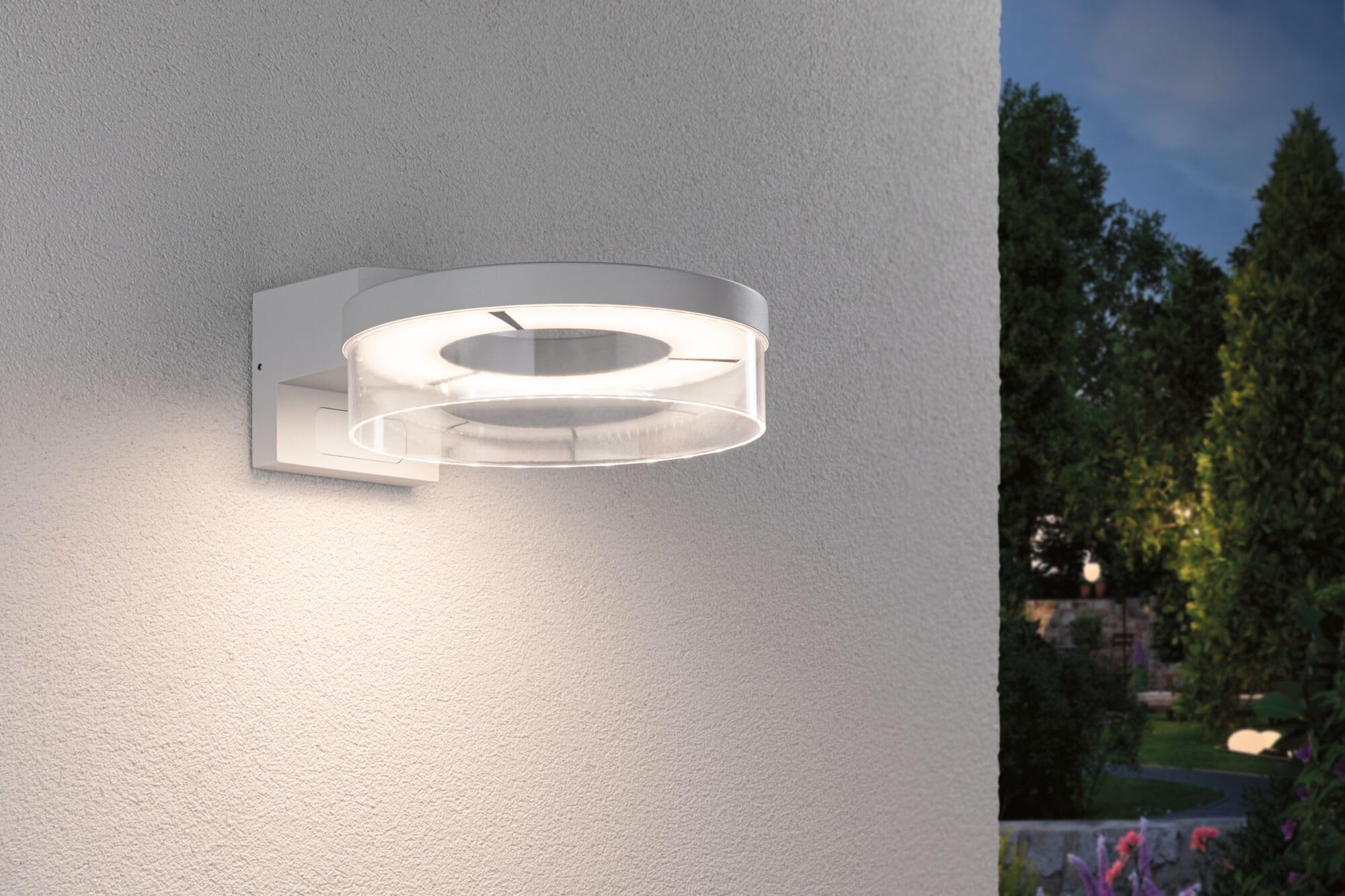 Paulmann 93112 LED Außenwandleuchte Capera Bewegungsmelder IP44 231mm 3000K 8 / 1x1,2W 700lm 230V Weiß Aluminium