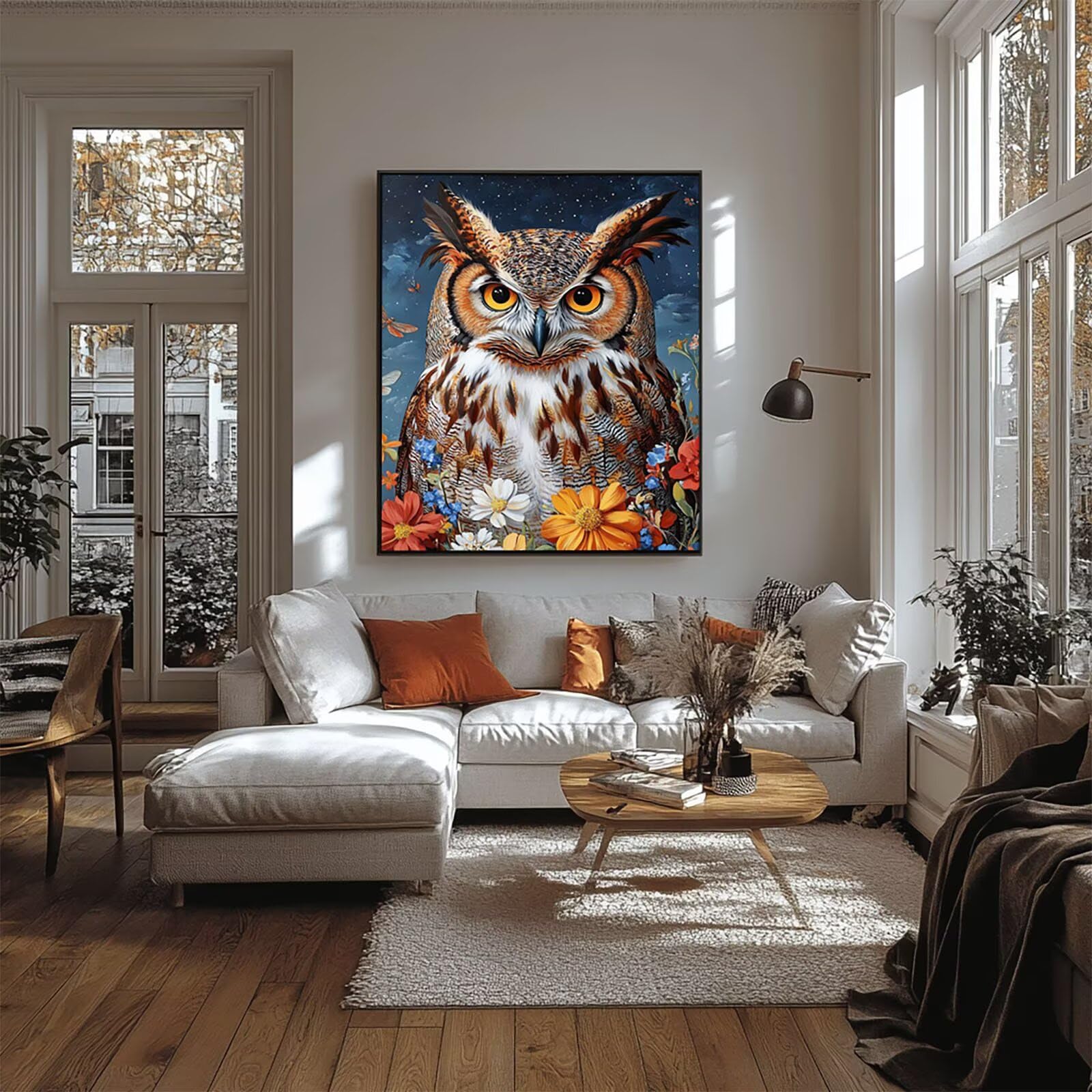 Sowa Malarstwo Numery Dorosły Kwiat Malarstwo Numery Dzieci 80x110 cm, Aktywność Ręczna Dorosły Malarstwo według numerów Wodoodporna Przejrzystość Kolor Płótno 36 Kolory Akrylowa Farba i Pędzel