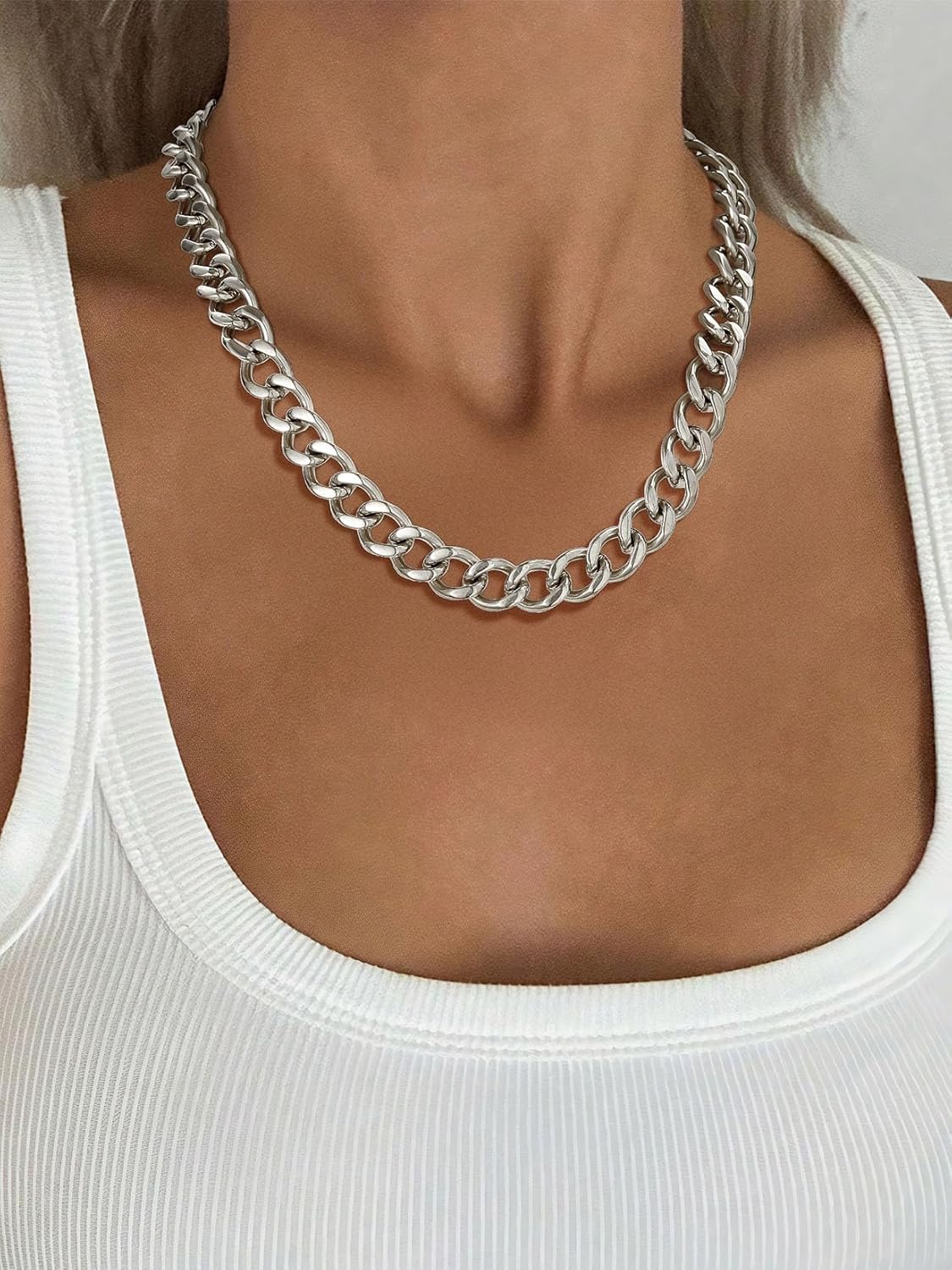 ChainsPro Cuban Link Chain for Women,Stainless Steel Chunky Necklace Silver/Gold Plated Thick Chain Choker, 12/16/20 mm Width,18" and 20" Punk Hip Hop Trendy Non Tarnish Jewelry Gifts - Image 8