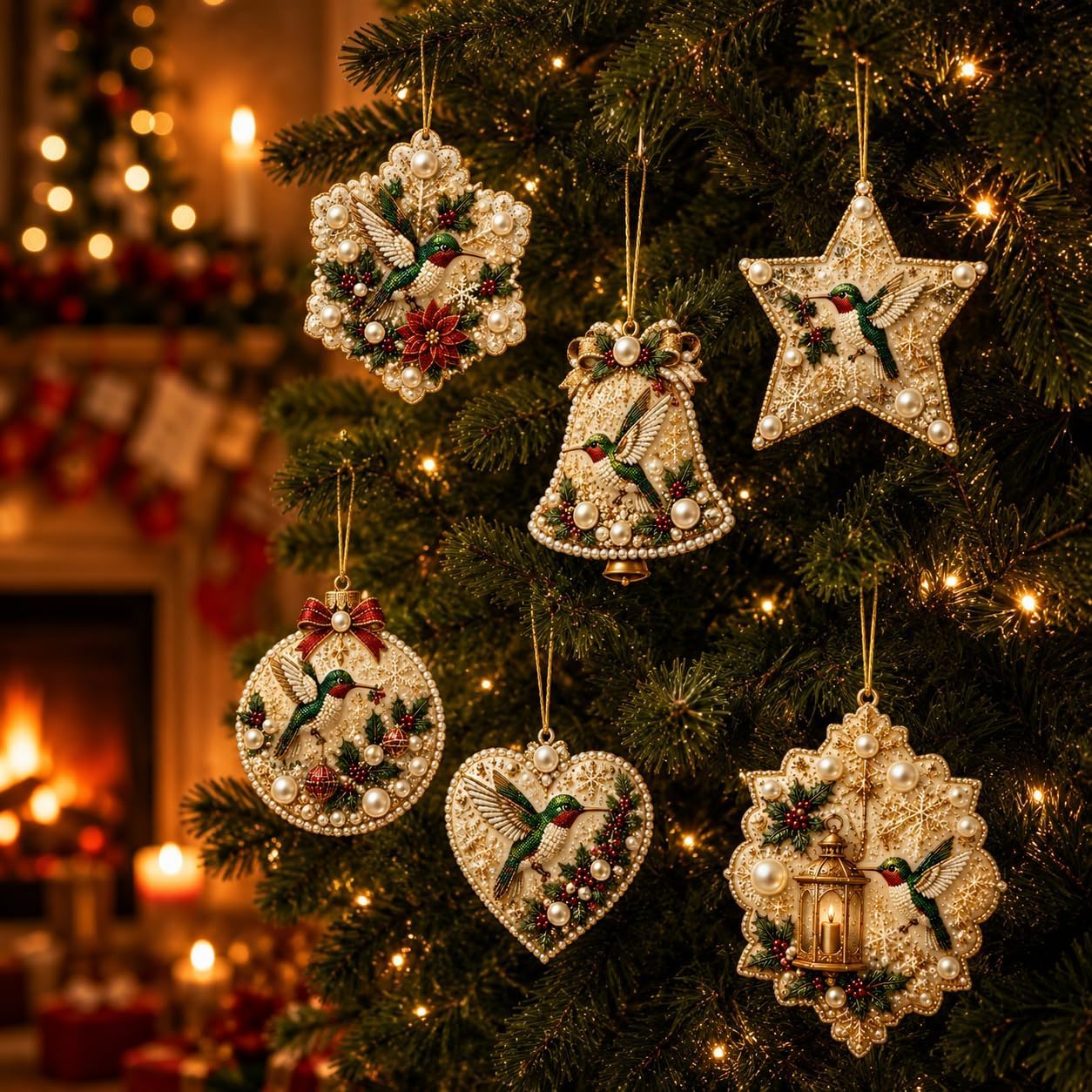 Alloyseed 6PCS Christmas Wooden 3D Pearl Diamond Painting Art Kit (#M) — image 1