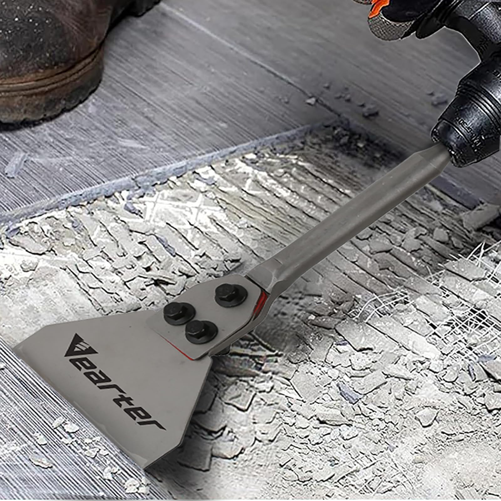 SDS Plus Spachtelmeißel Meißel, 300x125mm Bodenschaber 40CrMo Schaft, Fliesenmeißel für Abziehen von Fliesen, Fußbodenkleber, Linoleum, Fliesenkleber, Farbe