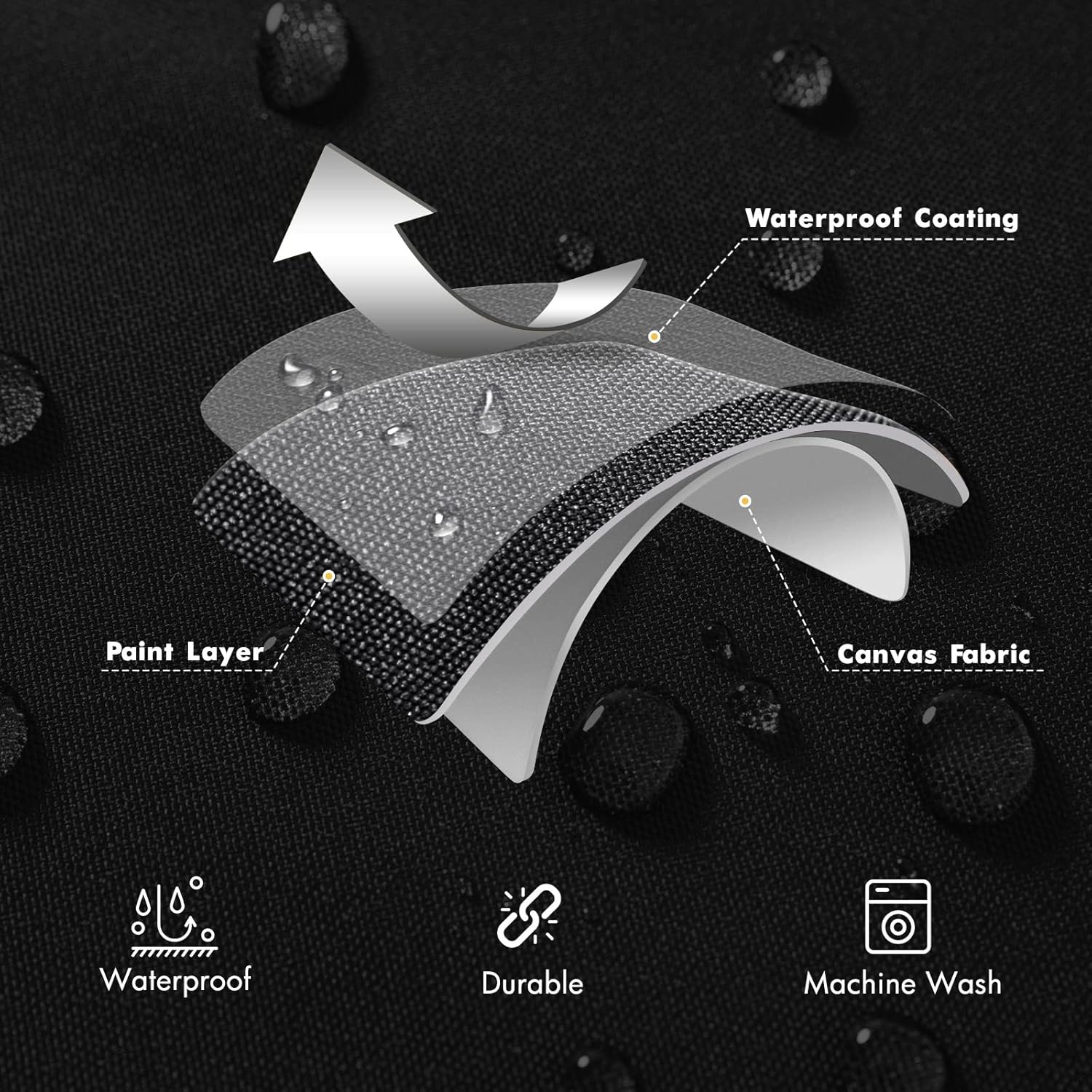MIULEE Outdoor Waterproof Throw Pillow Covers Set of 2 Relax Decorative Outdoor Square Pillowcases for Chair Patio Garden Couch Tent Balcony Sofa Black 20x20 Inch
