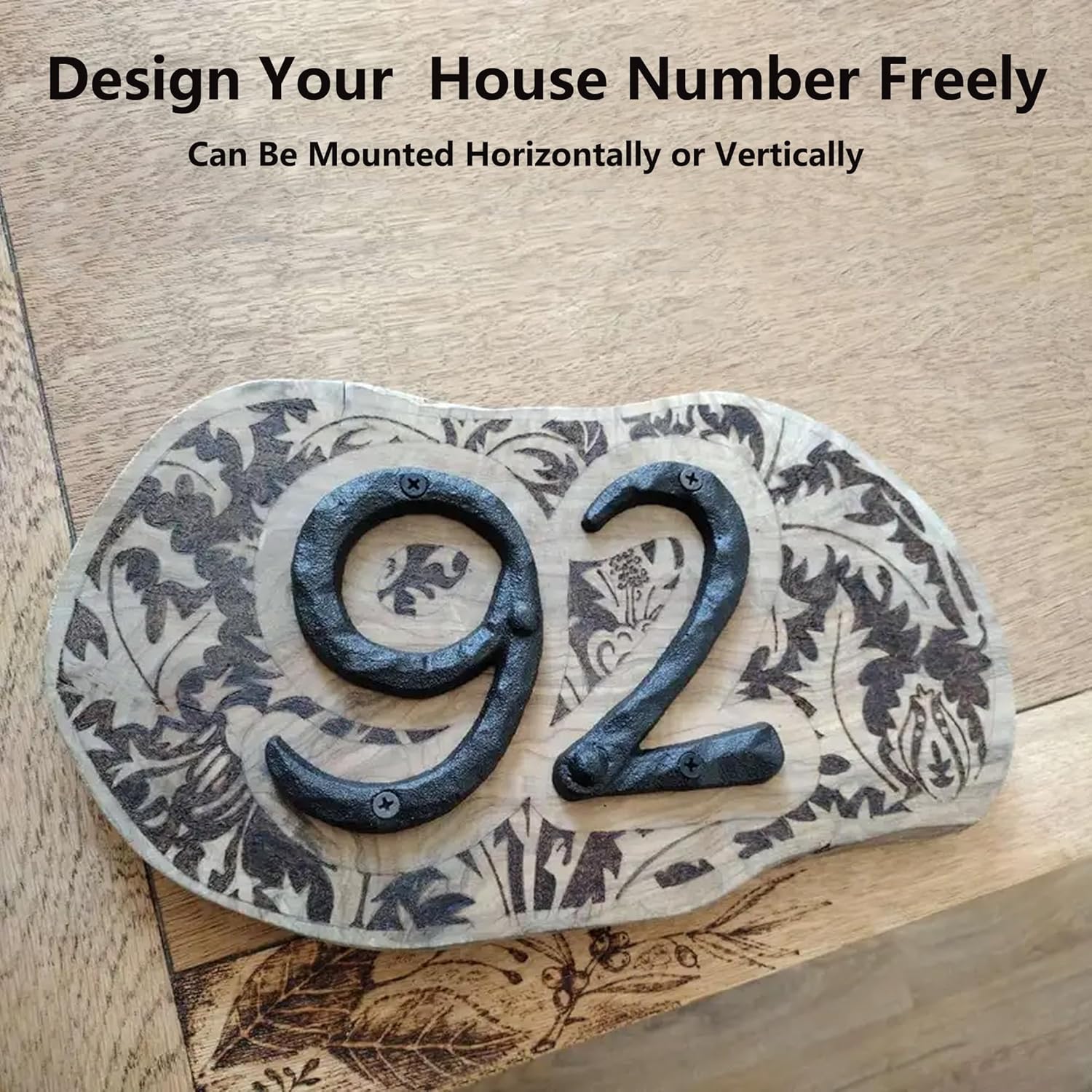 Black 3D Cast Iron House Numbers, 5 Inch Address Number with Wrought Iron Nails Decoration for Outside, Solid Rustic Metal Number Sign, Black #2