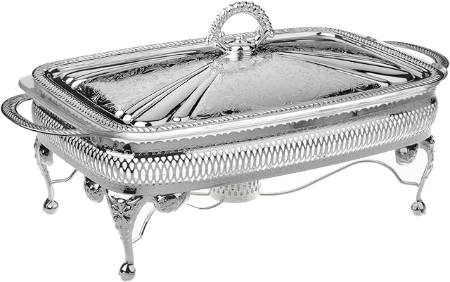 Table Top Food Warmer Serving Casserole Dish Silver Plated