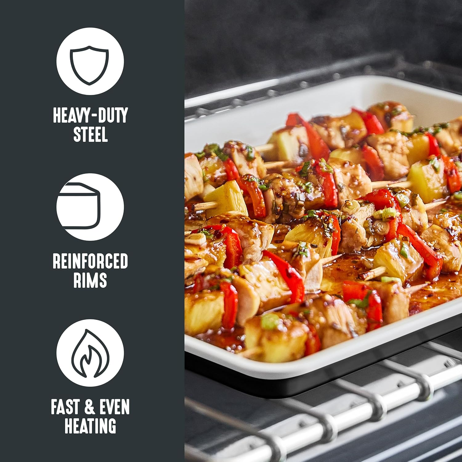 GreenLife Bakeware 18” x 13” Half Cookie Sheet Baking Pan, Non-Toxic PFAS-Free Healthy Ceramic Nonstick, Oven Safe to 450°F, Easy Release, Even Heating, Easy Clean, Black - Image 4