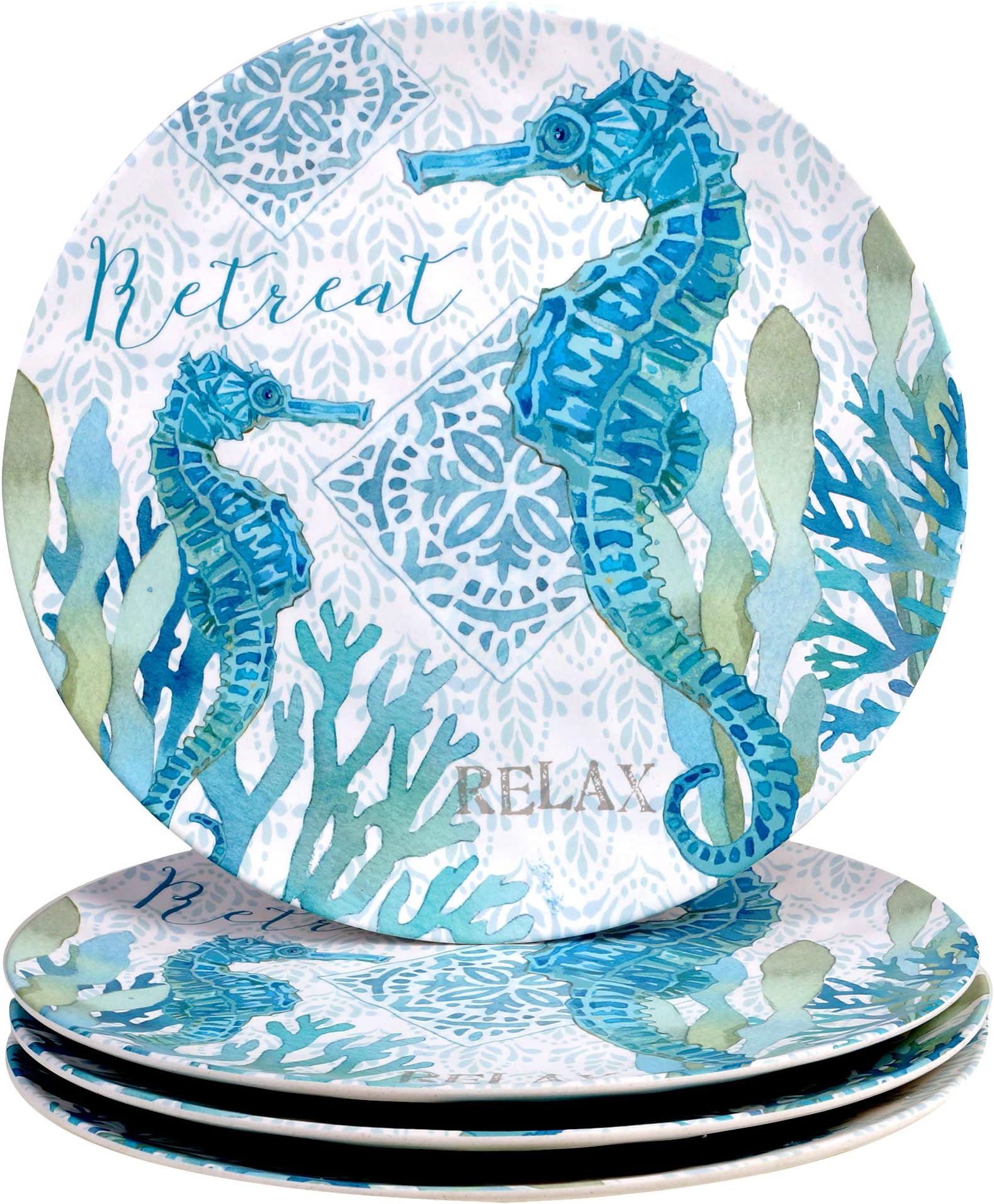 Certified International Beachcomber 11" Melamine Dinner Plate, Set of 4, Multi Colored