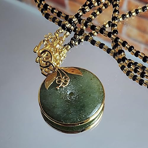 Miniatura 8 de Heavens Tvcz Colgante de gemas reales de dona de jade, moneda de la suerte, verde, tallada natural, joyería de la buena fortuna para mujer, dijes