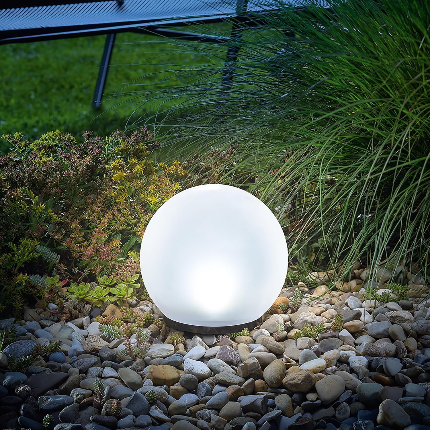 Boule lumineuse solaire 20 cm 7 couleurs de lumière ou changements de lumière - 8 heures d'éclairage Lampe solaire Esotec 102609