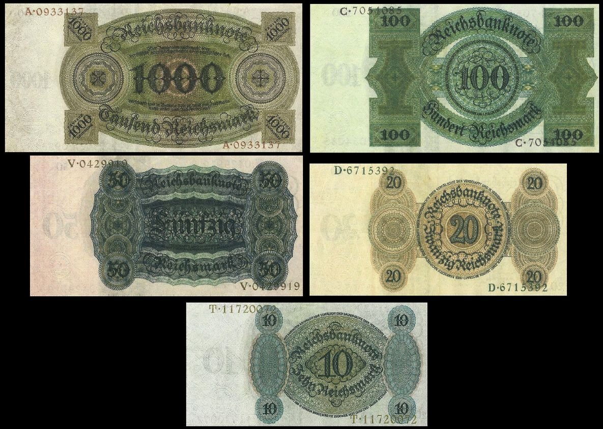 Reichsbanknoten Reproduktion Set – 12 Scheine Von 1924–1945, Originalgetreu, Für Sammler & Film