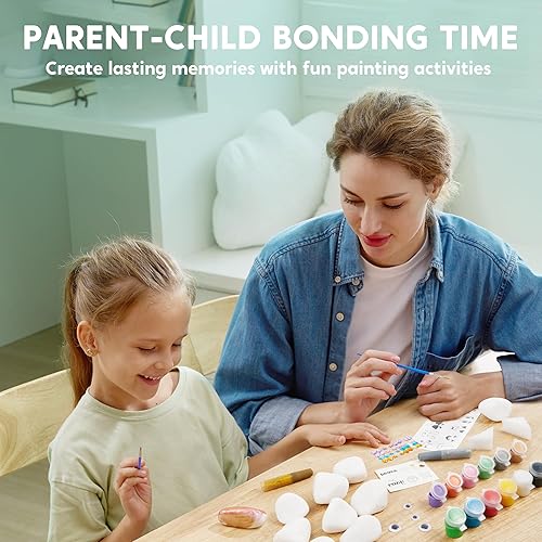 Miniatura 5 de JOYIN Kit de pintura de 12 rocas, artes y manualidades creativas, suministros de bricolaje, manualidades de primavera para niños, decora tu propia