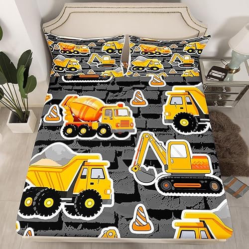 Erosebridal Juego de ropa de cama de excavadora, sábana bajera ajustable de tractor para niños y niñas, juego de sábanas retro de camión de disponible en Yaxa Costa Rica