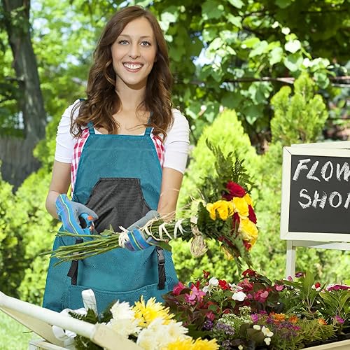 Miniatura 5 de Delantal de jardinería, delantal de jardín con bolsillos de liberación rápida, Oxford resistente al agua con correa cruzada de ajuste, trabajo
