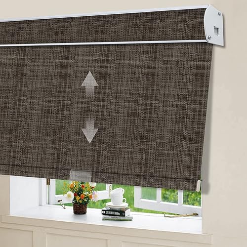 Vista 21 de Yin Yang Persianas opacas con cenefa inalámbrica, cortinas de tela filtrante de luz UV blanca, persianas enrollables con cenefa de metal cubierta